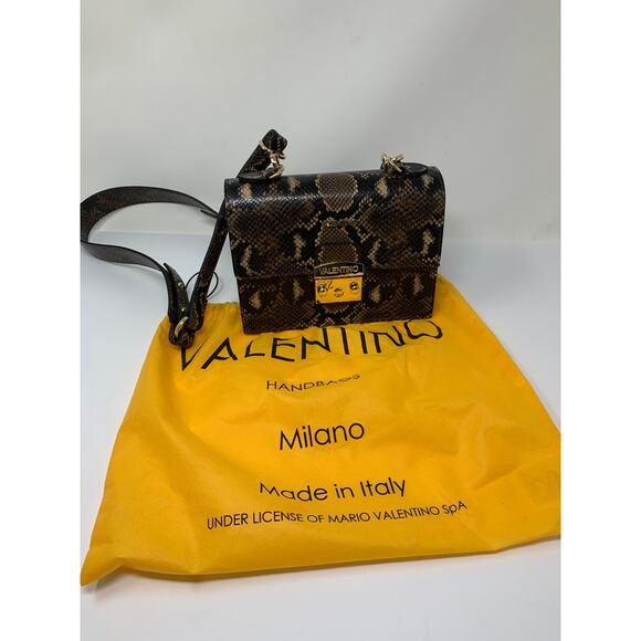 Mario Valentino Spa Etienne Snakeskin Embossed Leather Bag - Picture 2 of 11